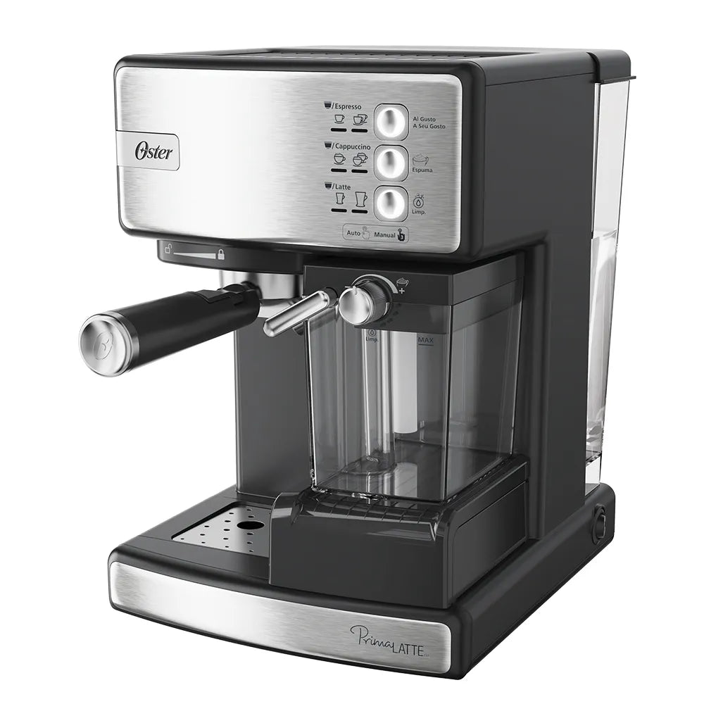 Kit Cafeteira Nova PrimaLatte Inox e Moedor de Café Elétrico Inox Oster