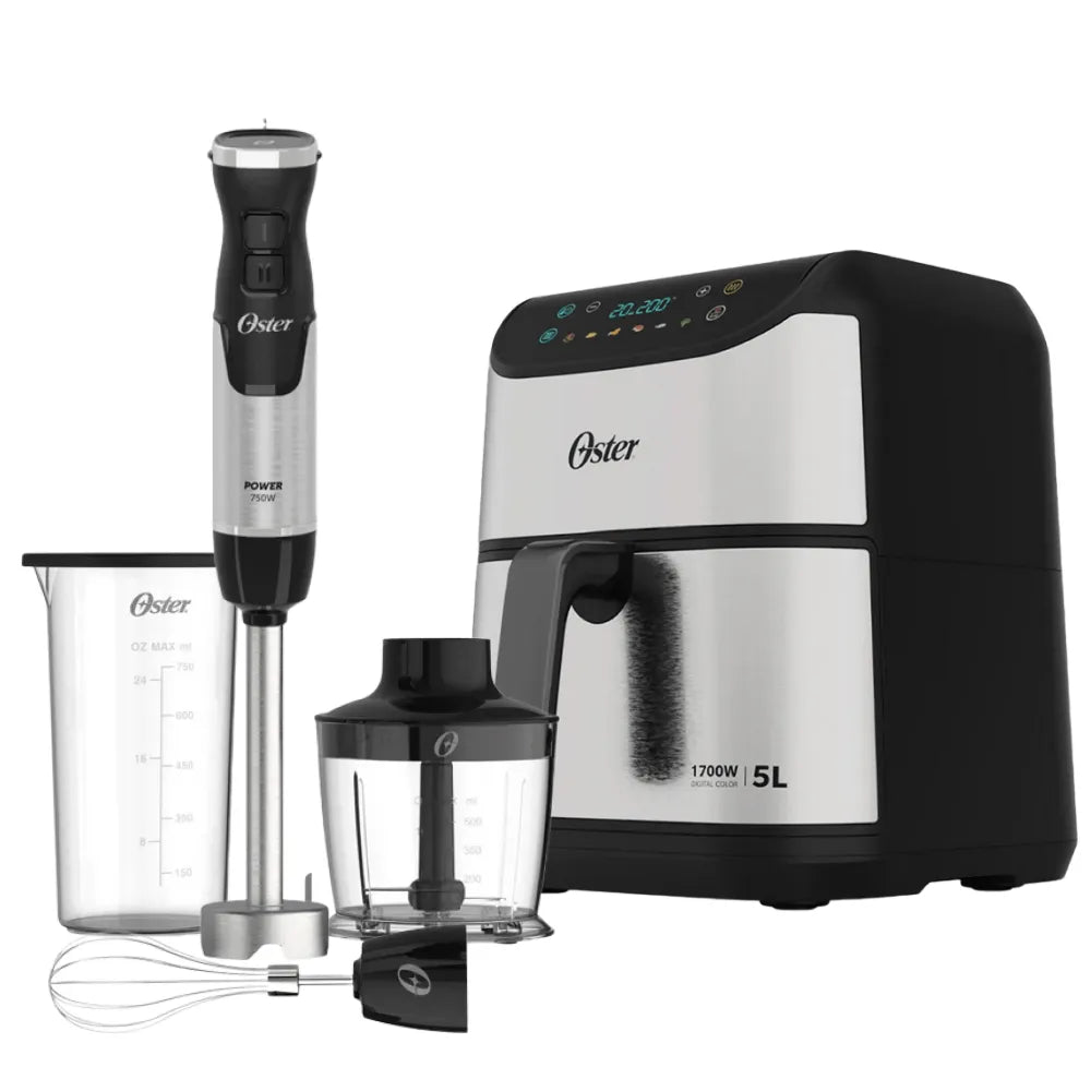 Kit Mixer Power 3 em 1 e Fritadeira Inox Digital 5L Oster