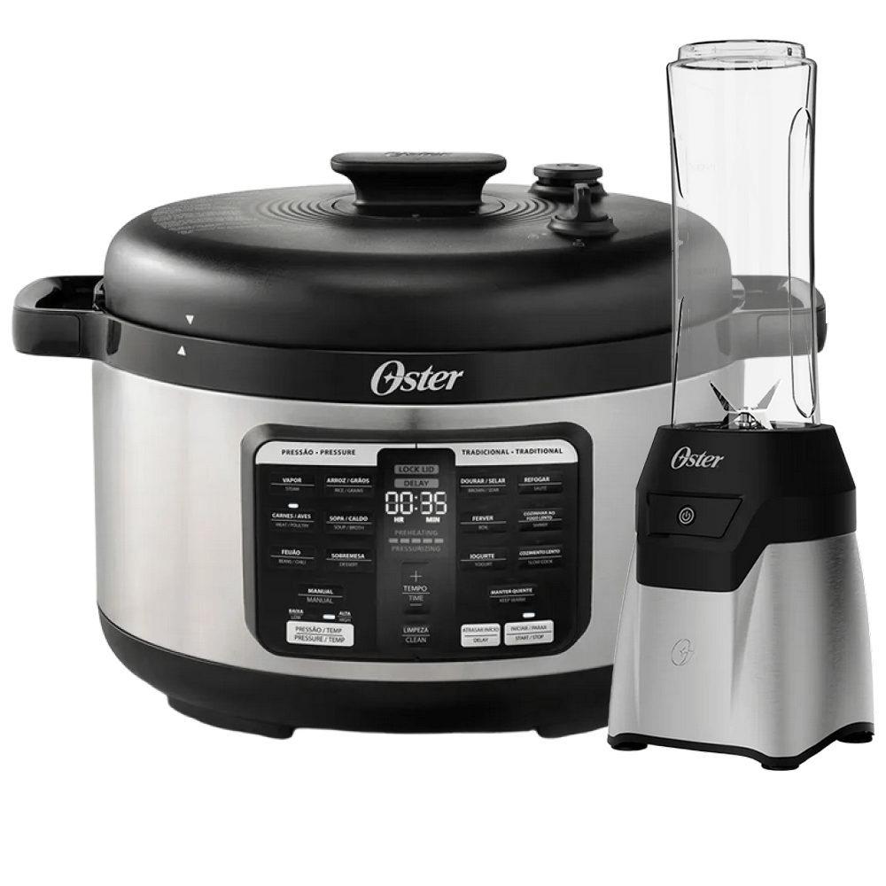Kit Blender Power Inox e Panela de Pressão 5,7L Oster