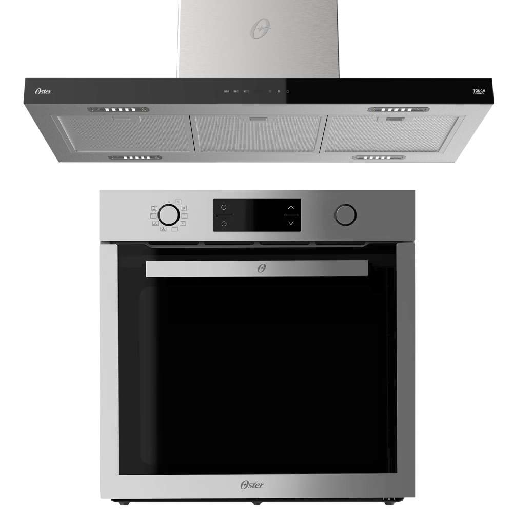Kit Inox Coifa de Ilha 90cm e Forno de Embutir 75L - 220V