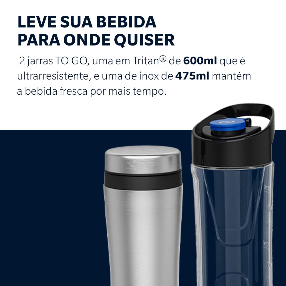 Blender Power Inox Oster com 2 Jarras To Go