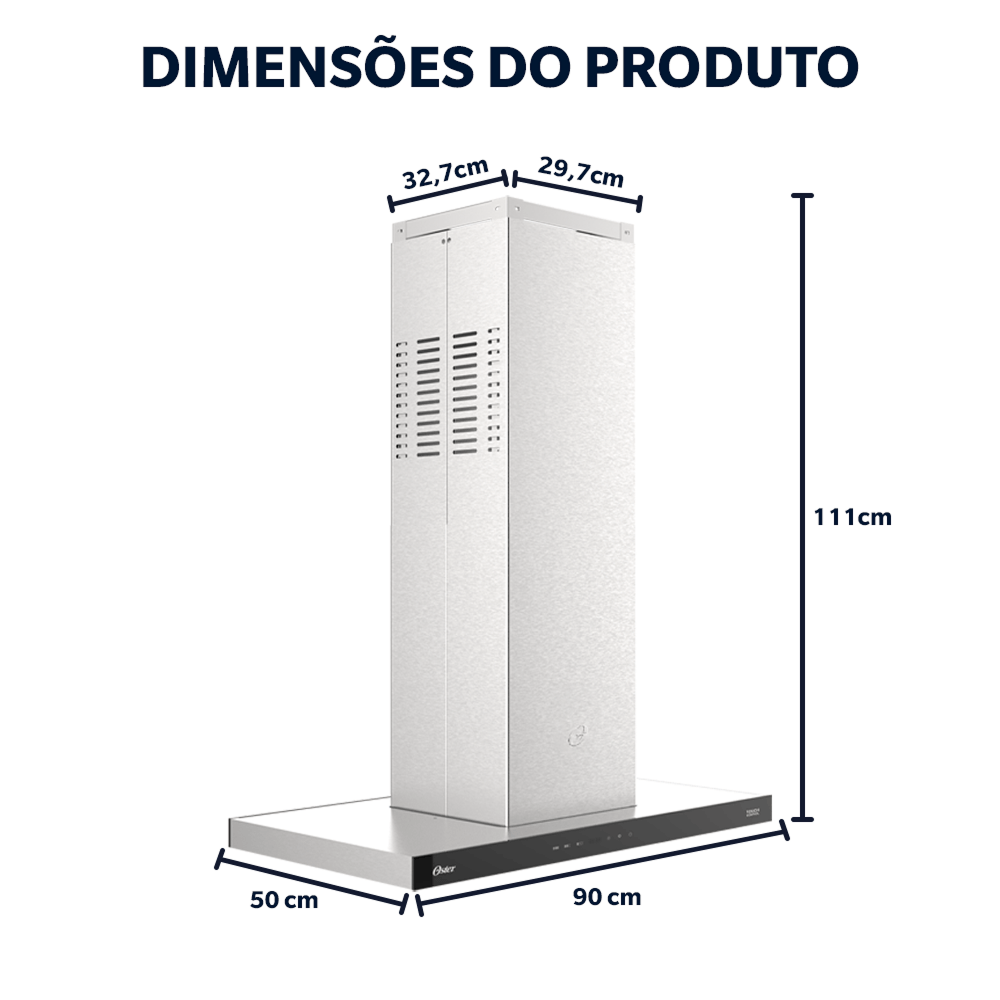 Coifa de Ilha Oster Inox Touch Control 90cm