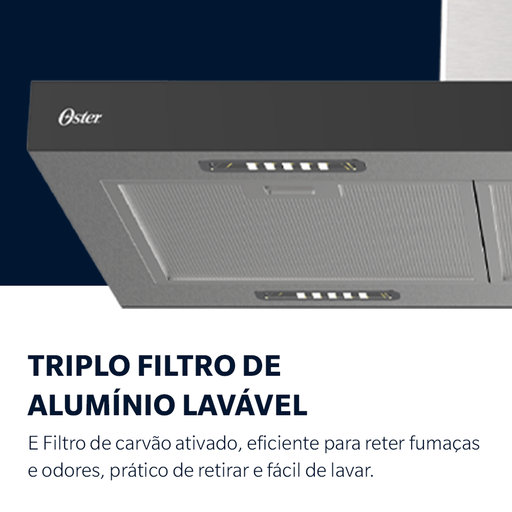 Coifa de Ilha Oster Inox Touch Control 90cm