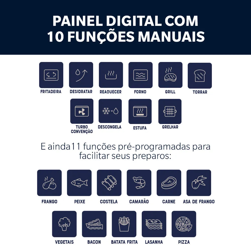 Forno e Fryer 15L Oster Multifunções Compact 10 em 1