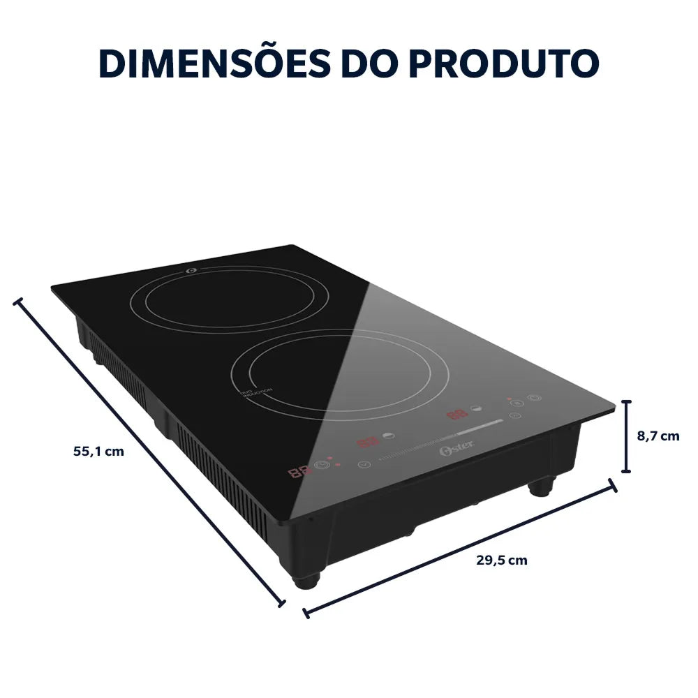 Cooktop de Indução 2 Bocas Oster Touch Screen 2 em 1