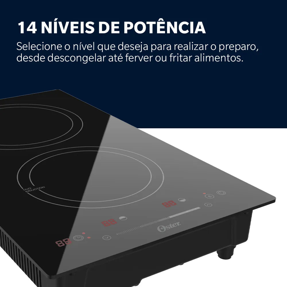 Cooktop de Indução 2 Bocas Oster Touch Screen 2 em 1