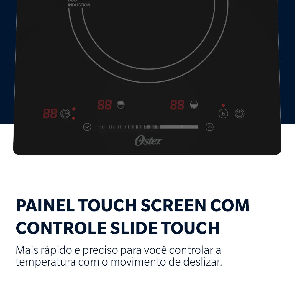 Cooktop de Indução 2 Bocas Oster Touch Screen 2 em 1