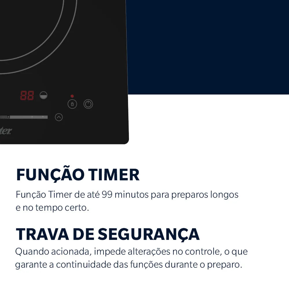 Cooktop de Indução 2 Bocas Oster Touch Screen 2 em 1