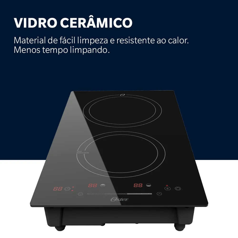 Cooktop de Indução 2 Bocas Oster Touch Screen 2 em 1