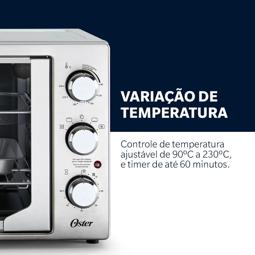 Forno e Fritadeira Sem Óleo Oster 42L French Door 2 em 1