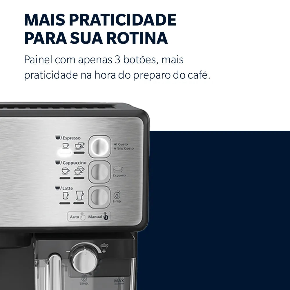 Cafeteira Espresso Oster Nova PrimaLatte Inox para Cápsula, Pó e Sachê