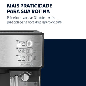 Cafeteira Espresso Oster Nova PrimaLatte Inox para Cápsula, Pó e Sachê