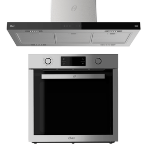 Kit Inox Coifa de Ilha 90cm e Forno de Embutir 75L - 220V