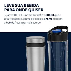 Blender Power Inox Oster com 2 Jarras To Go