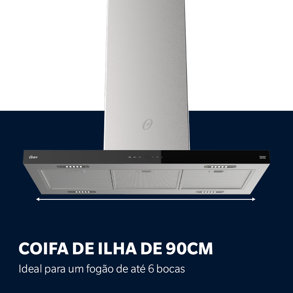 Coifa de Ilha Oster Inox Touch Control 90cm