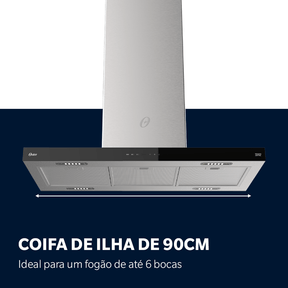 Coifa de Ilha Oster Inox Touch Control 90cm