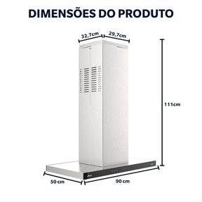 Coifa de Ilha Oster Inox Touch Control 90cm