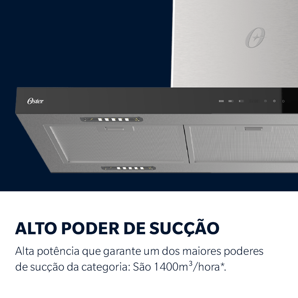 Coifa de Ilha Oster Inox Touch Control 90cm