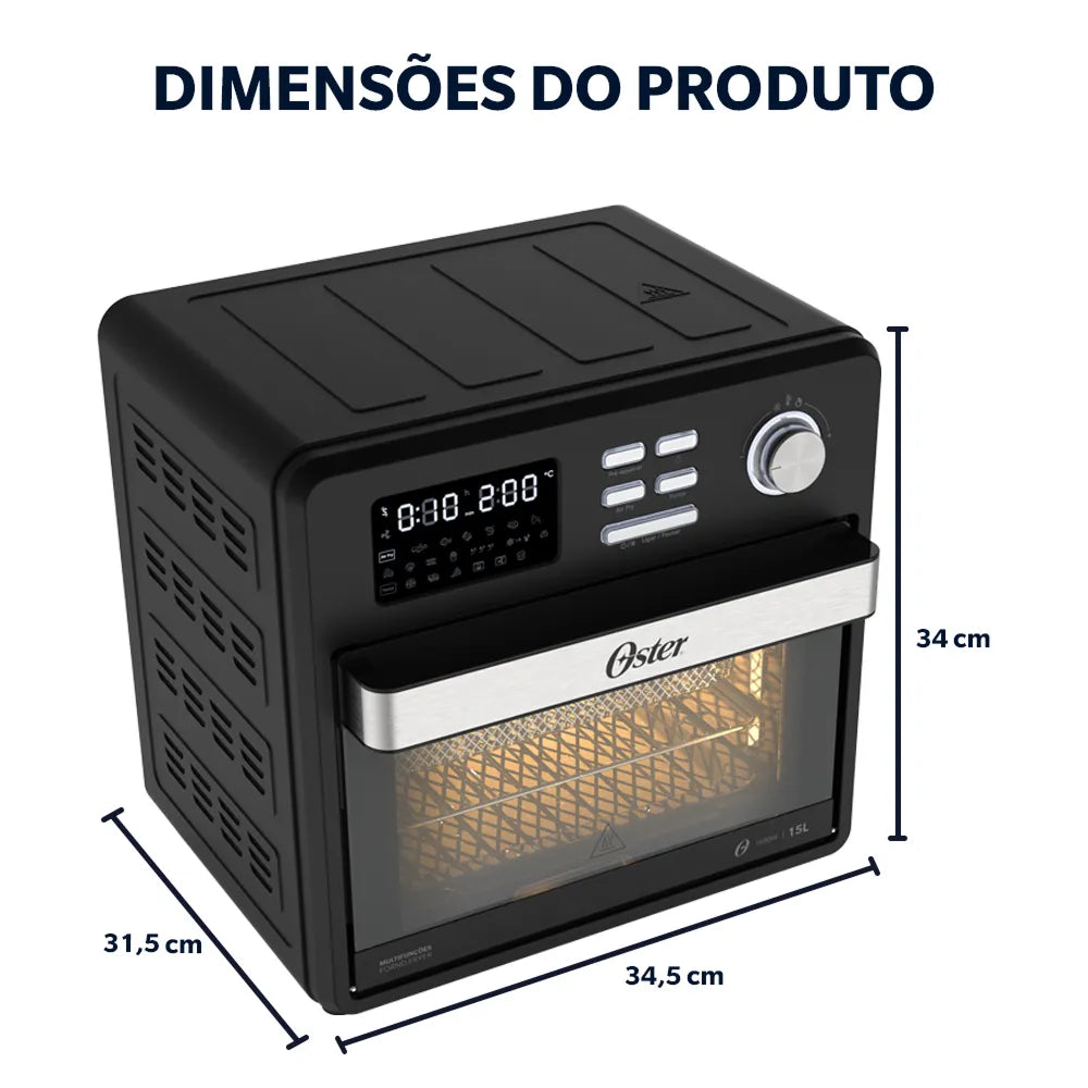 Forno e Fryer 15L Oster Multifunções Compact 10 em 1