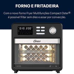 Forno e Fryer 15L Oster Multifunções Compact 10 em 1