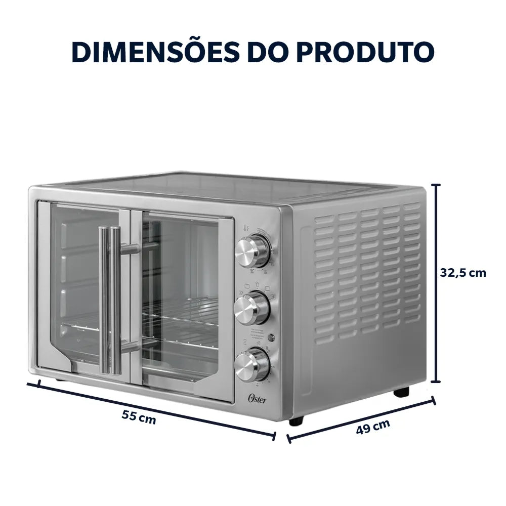 Forno e Fritadeira Sem Óleo Oster 42L French Door 2 em 1