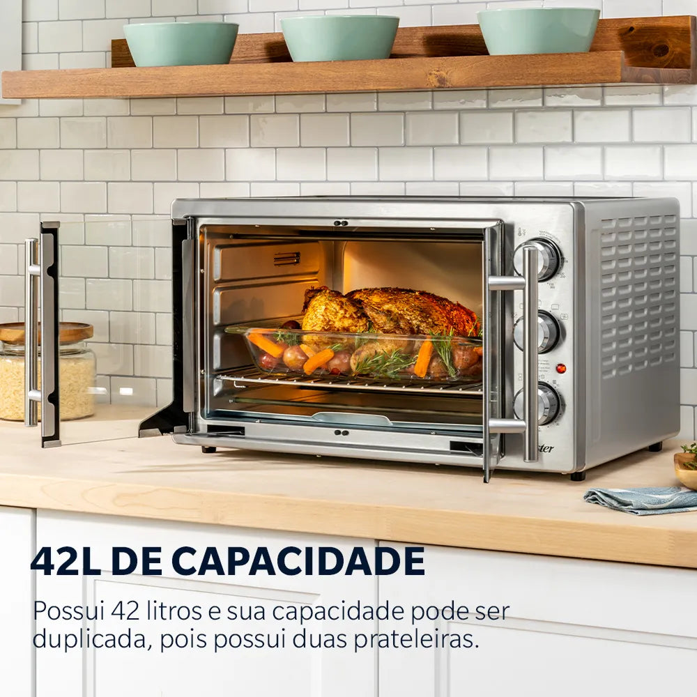 Forno e Fritadeira Sem Óleo Oster 42L French Door 2 em 1
