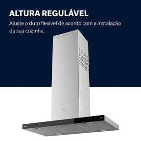 Kit Inox Coifa de Ilha 90cm e Forno de Embutir 75L - 220V